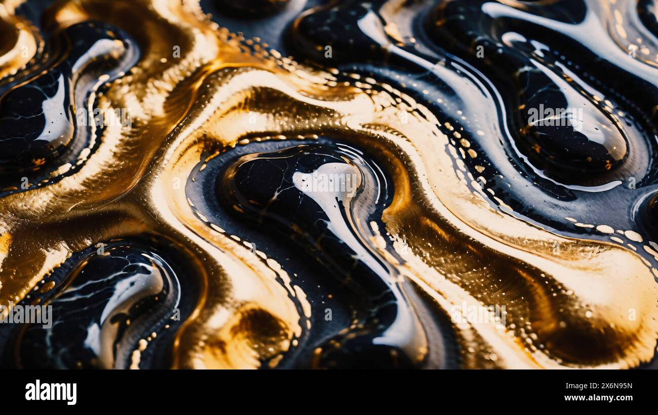 Gold & black marble abstract background wall art. liquid golden design Stock Photo