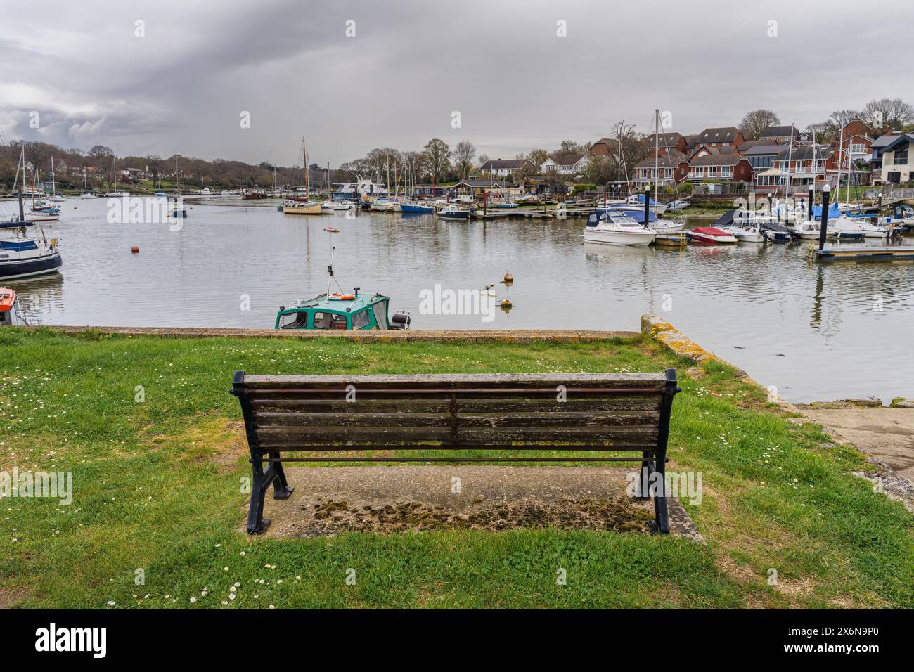 Wootton Bridge, Isle of Wight, England, UK - April 16, 2023: Boats on the banks of Wootton Creek Stock Photo