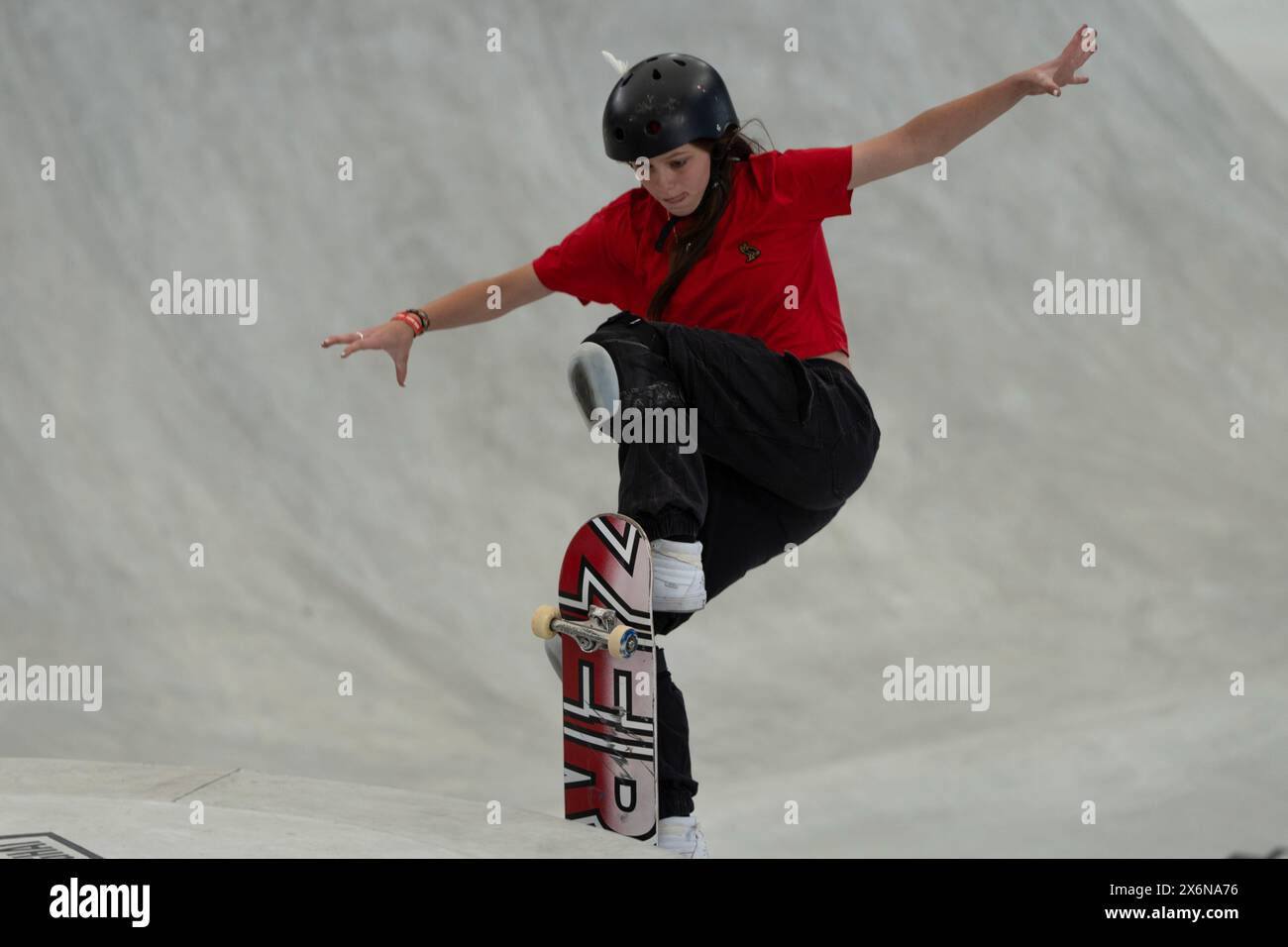 Canada's Fay Ebert competes in the Skateboarding Women's Park
