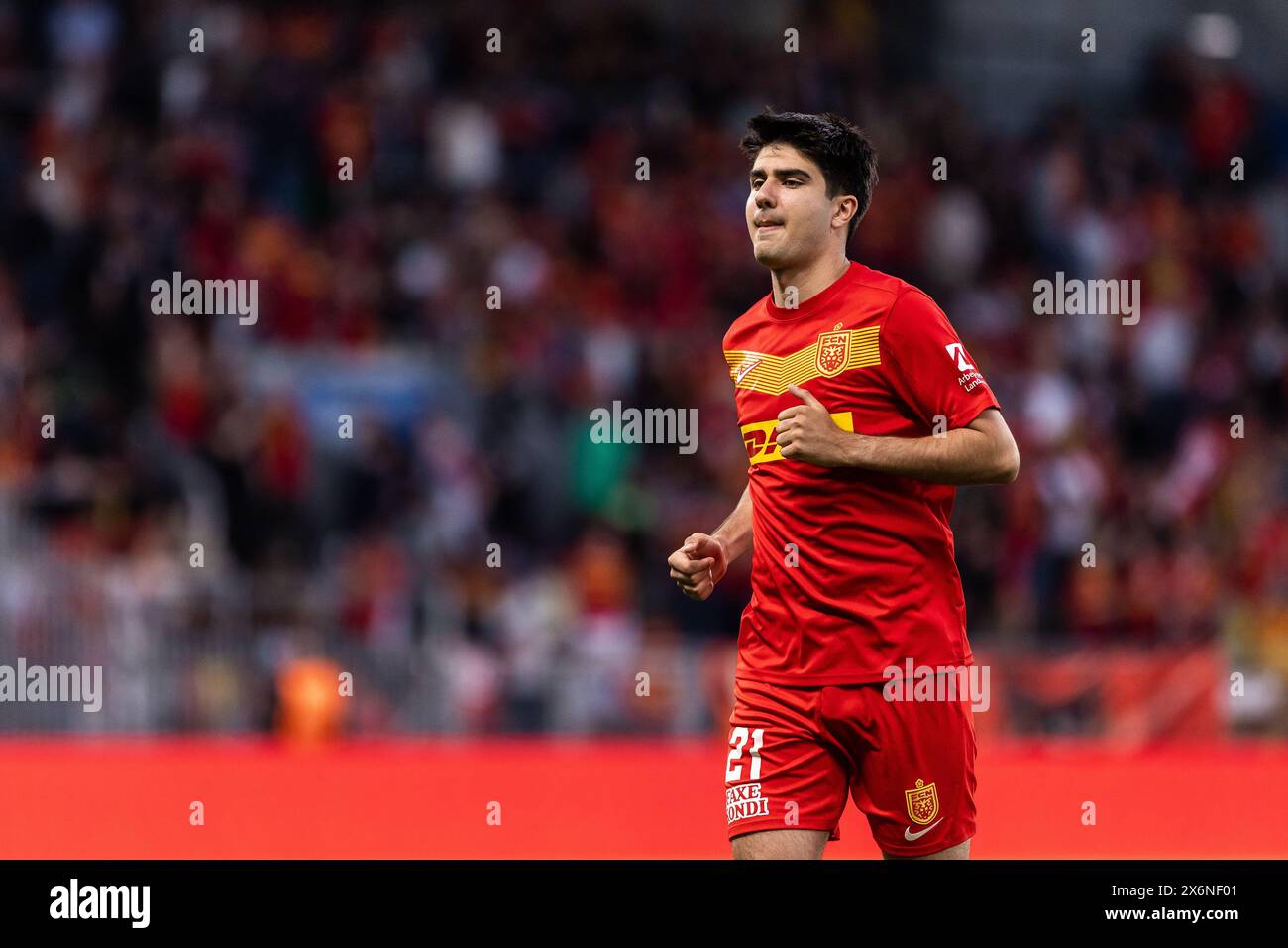Broendby, Denmark. 15th May, 2024. Zidan Sertdemir (21) of FC Nordsjaelland seen during the 3F Superliga match between Broendby IF and FC Nordsjaelland at Broendby Stadion in Broendby. (Photo Credit: Gonzales Photo/Alamy Live News Stock Photo