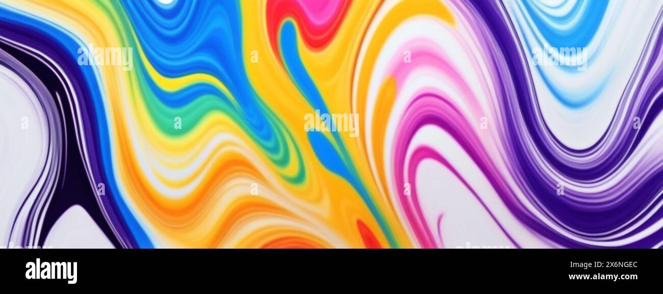 Liquid marble psychedelic background, vintage abstract fluid, prismatic colors, noisy texture Stock Photo