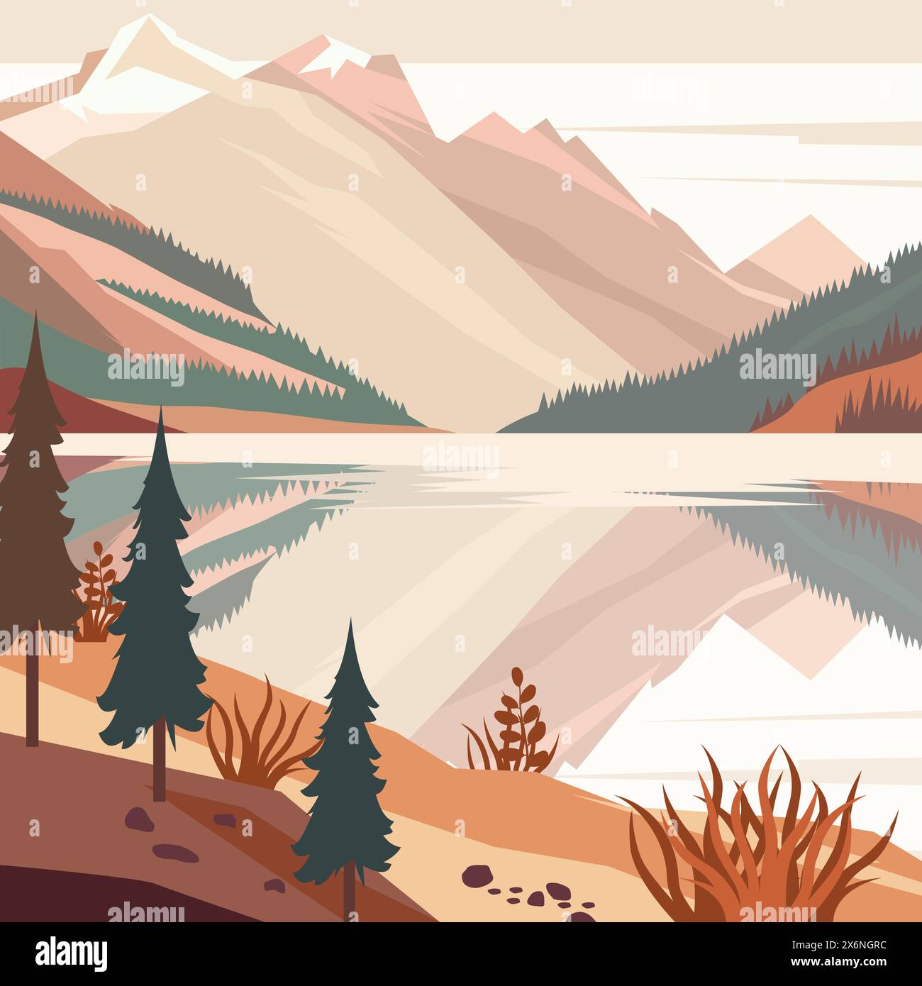Coniferous mountain forest Stock Vector Images - Alamy