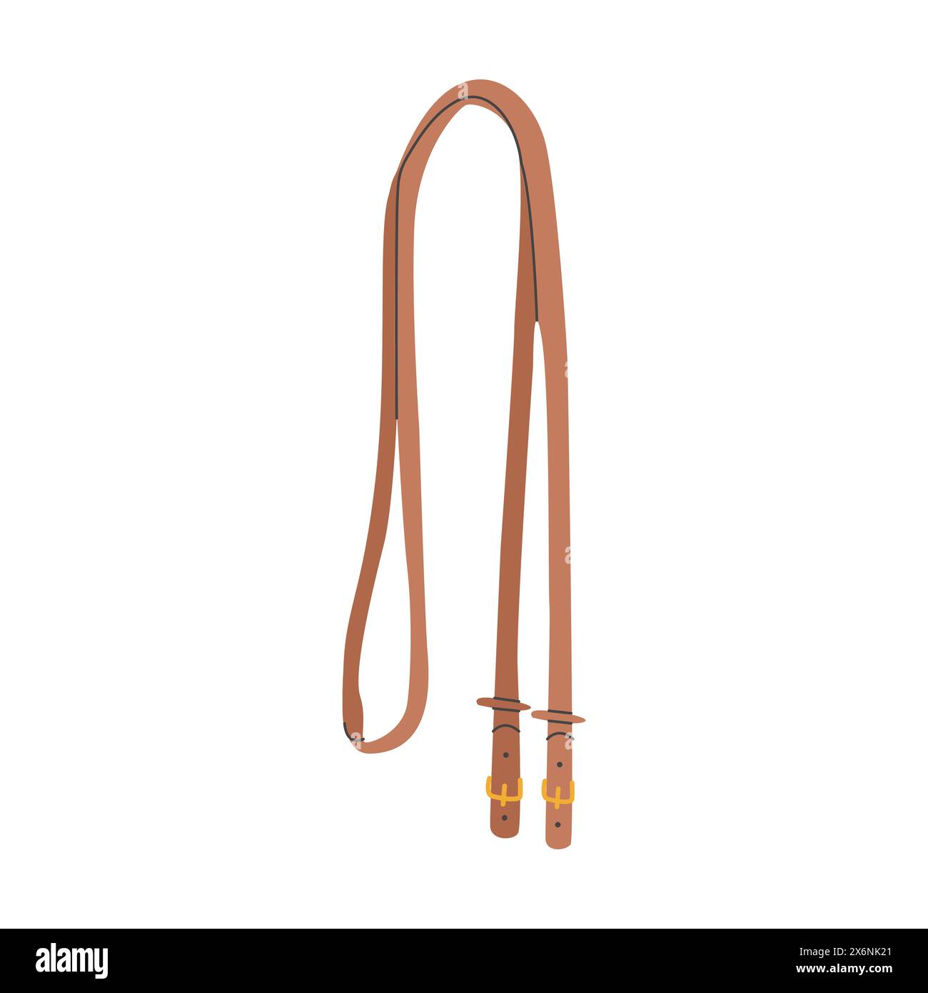 Horse ammunition part. Educational Equestrian Illustration of leather reins, horse bridle part. Riding Equipment. Equine Tack Guide in Trendy Style Stock Vector