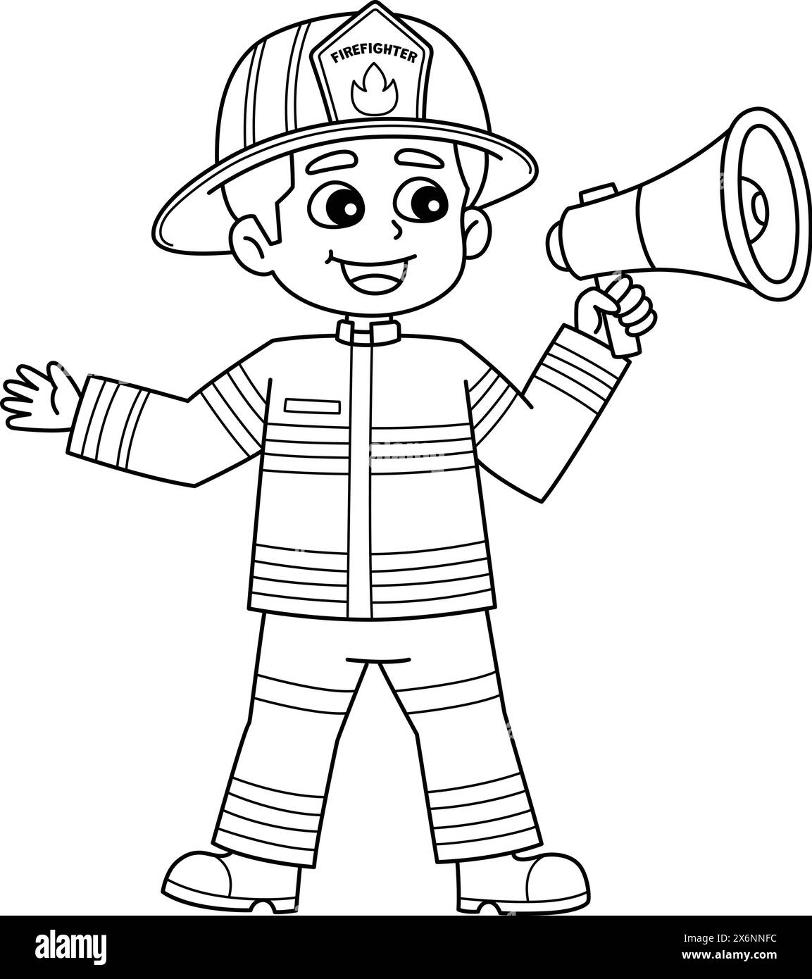 Firefighter Holding a Megaphone Isolated Coloring Stock Vector Image ...