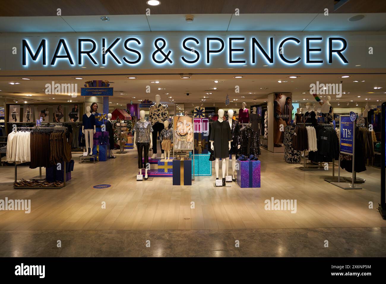 SINGAPORE NOVEMBER 06, 2023 dressed mannequins displayed at Marks