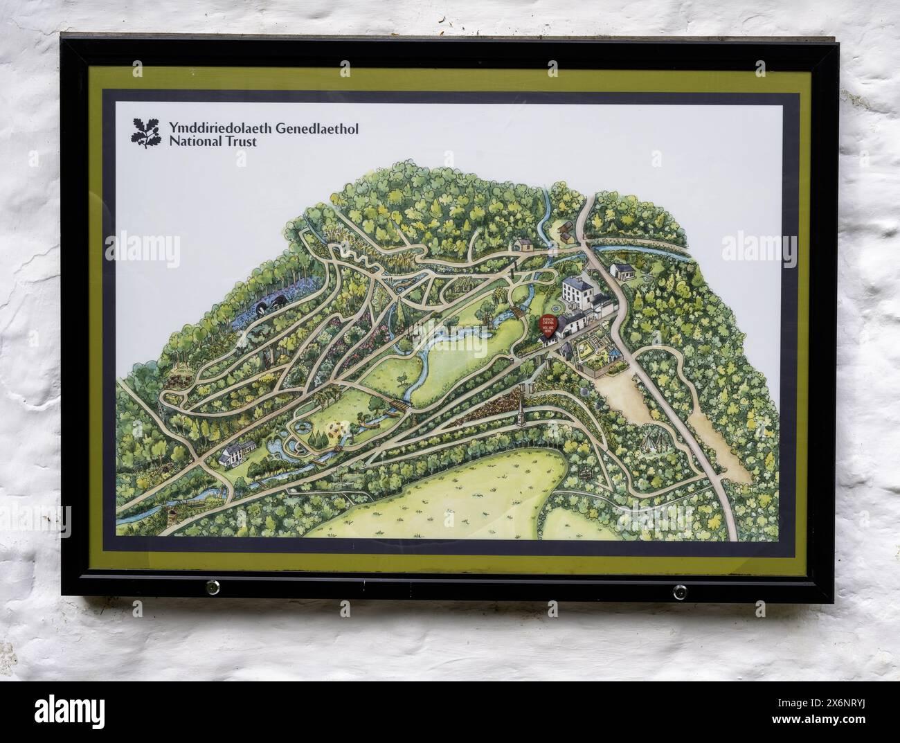Colby Woodland Garden, Pembrokeshire, South Wales, Wales, UK - tourist / visitor information board Stock Photo