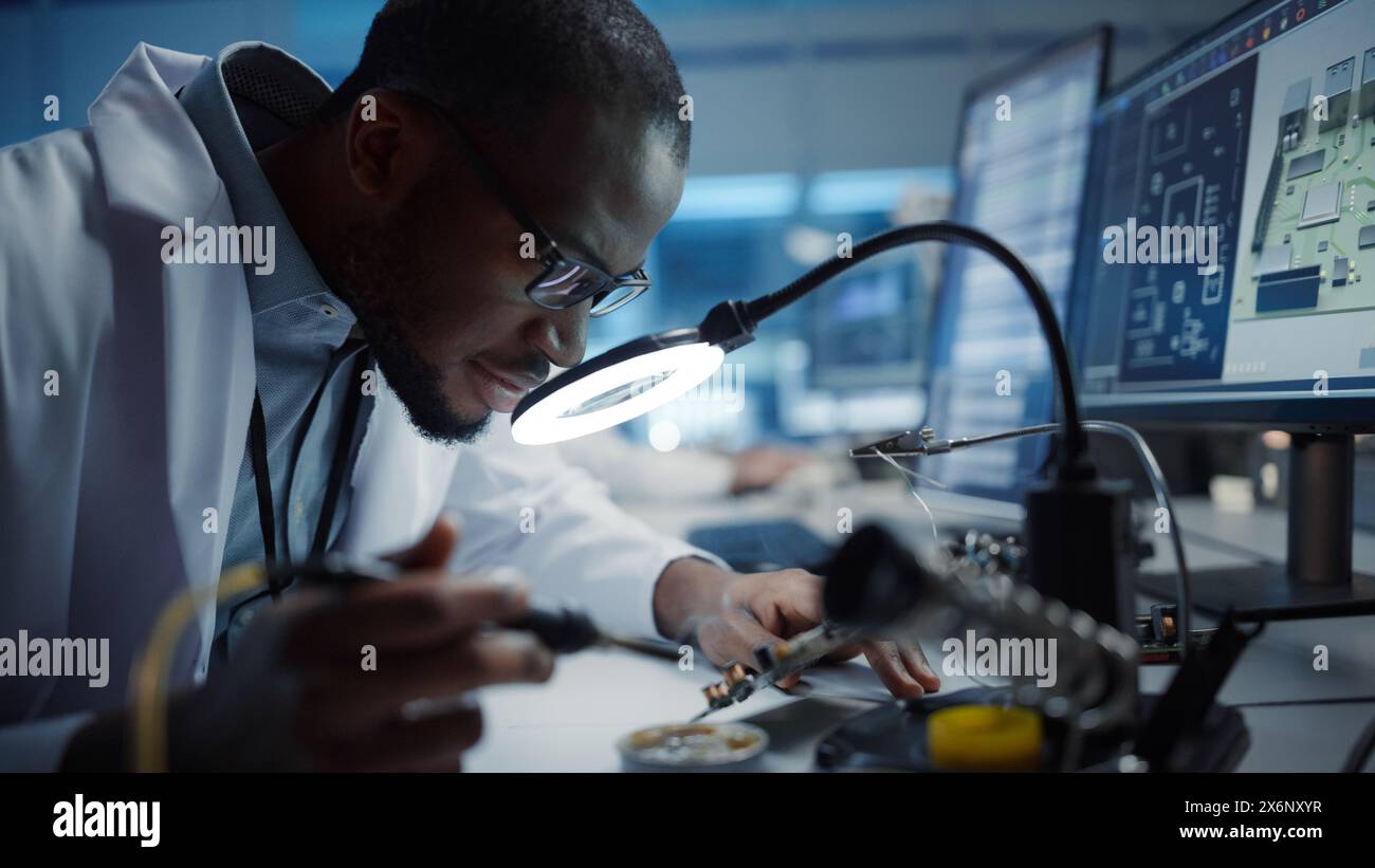 Modern Electronics Research, Development Facility: Black Male Engineer ...