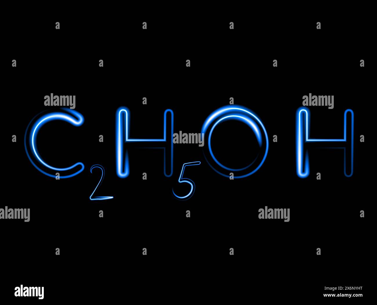 Vector isolated illustration of chemical formula of ethyl alcohol with ...