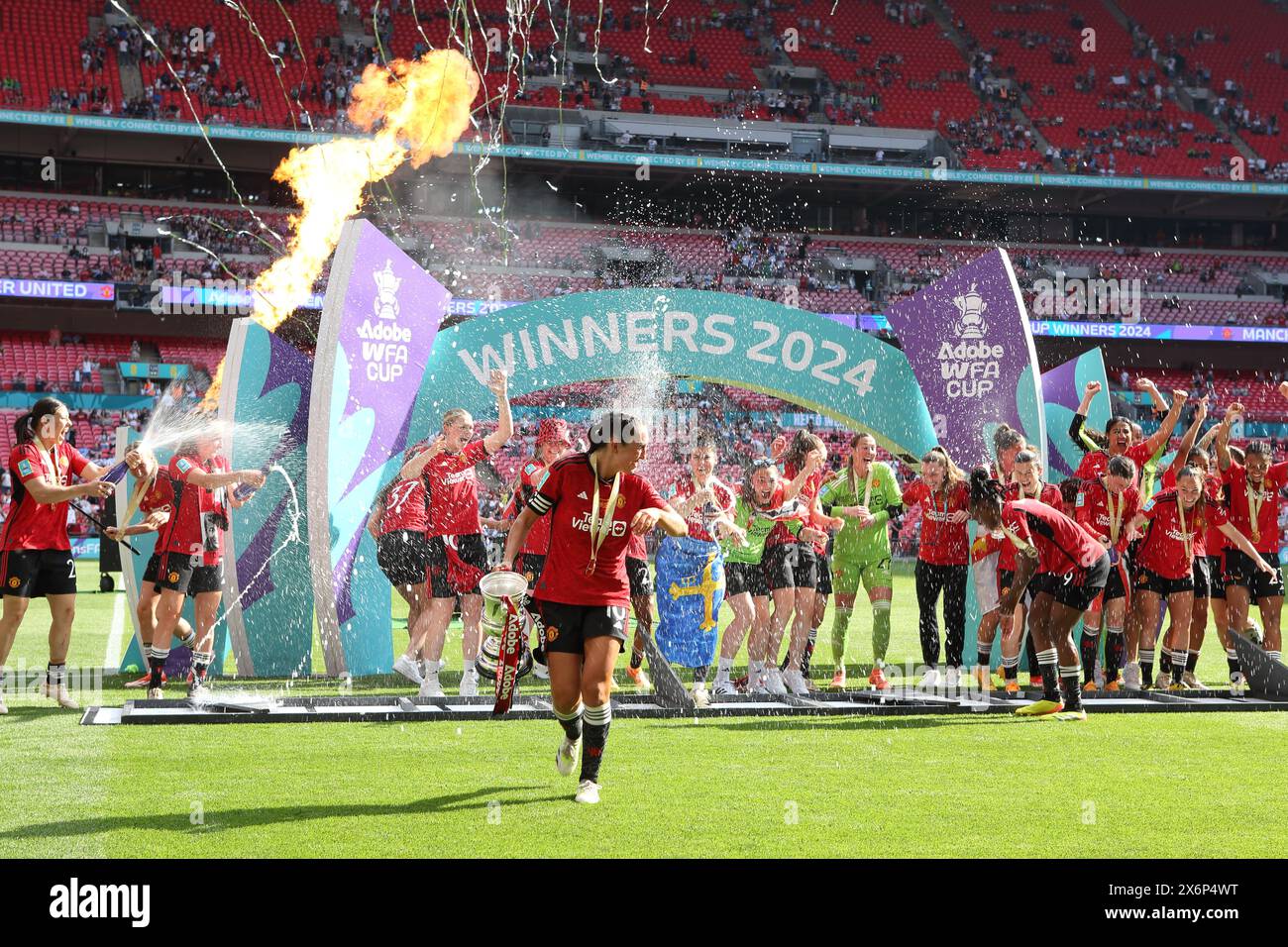 Manchester United women celebrate winning Adobe FA Women's Cup final v Tottenham Hotspur Women