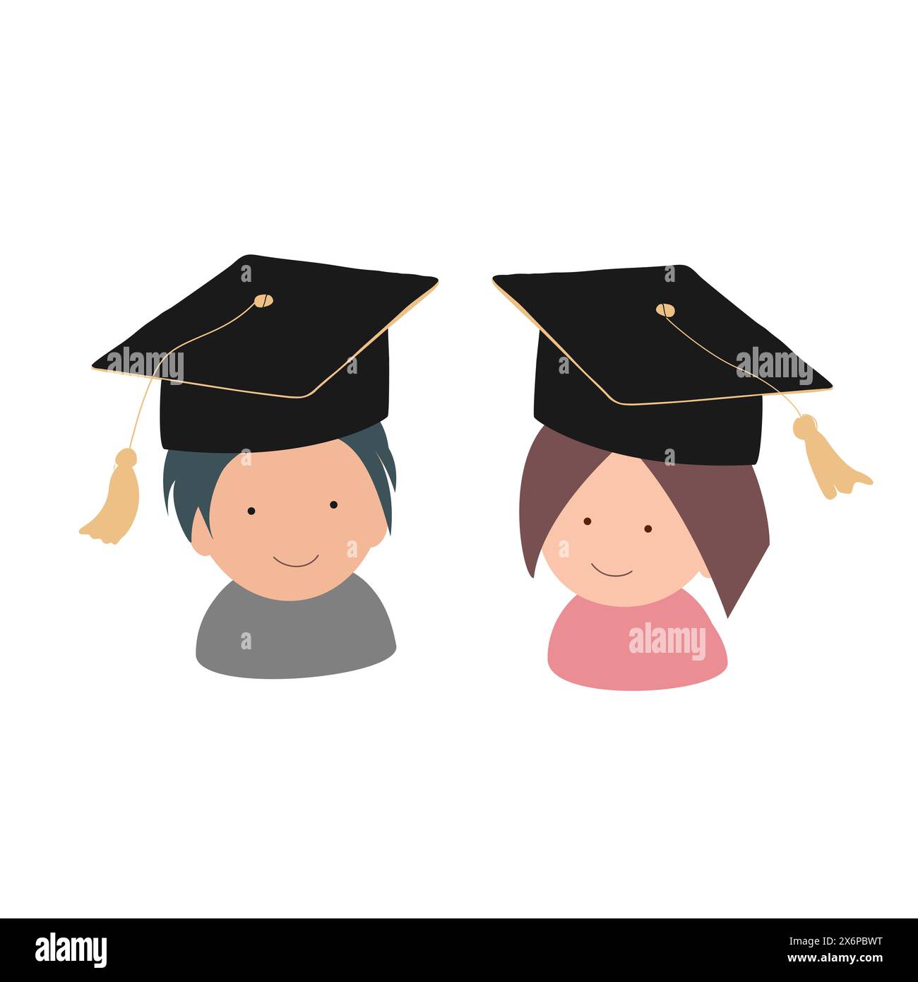 Happy cute little kids graduate from preschool. Smiling kindergarten ...