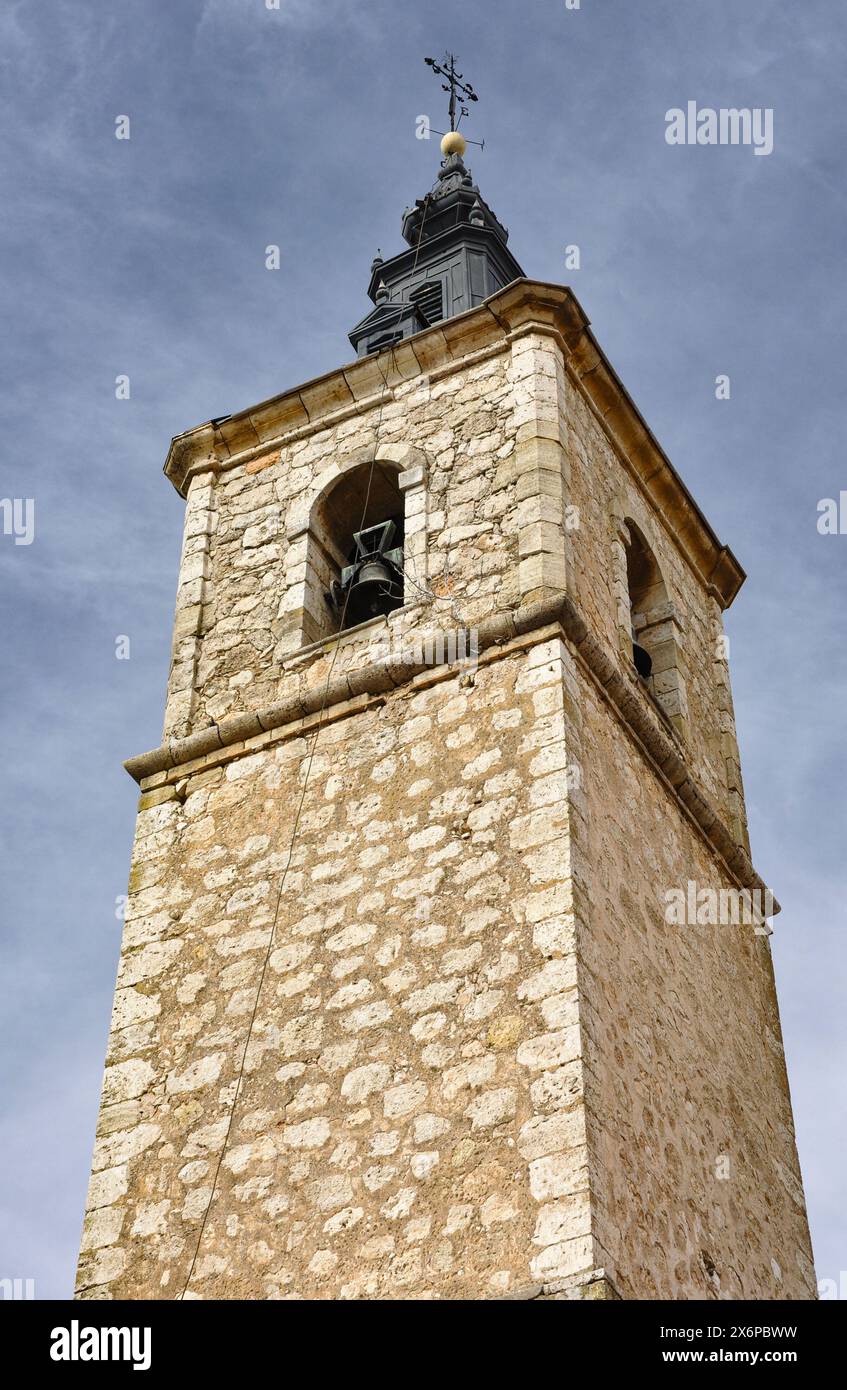 Bell tower of Our Lady of Piety Chapel at Quintanar de la Orden Stock Photo