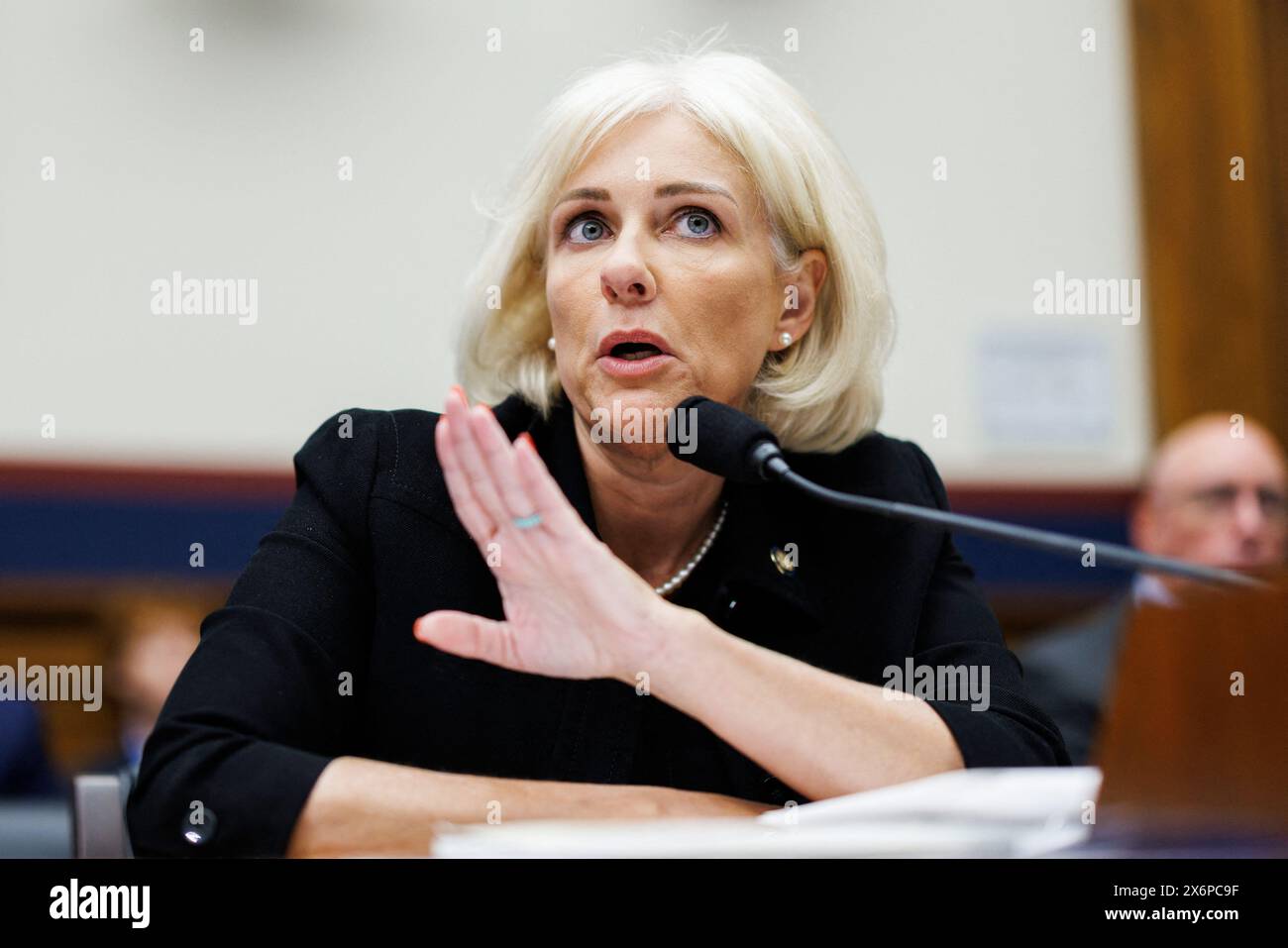 Washington, United States. 15th May, 2024. Jennifer Homendy, Chair, National Transportation Safety Board, testifies during a House Committee on Transportation and Infrastructure hearing on the Francis Scott Key Bridge collapse, on Capitol Hill in Washington, DC, USA on Wednesday, May 15, 2024. Photo by Aaron Schwartz/CNP/ABACAPRESS.COM Credit: Abaca Press/Alamy Live News Stock Photo