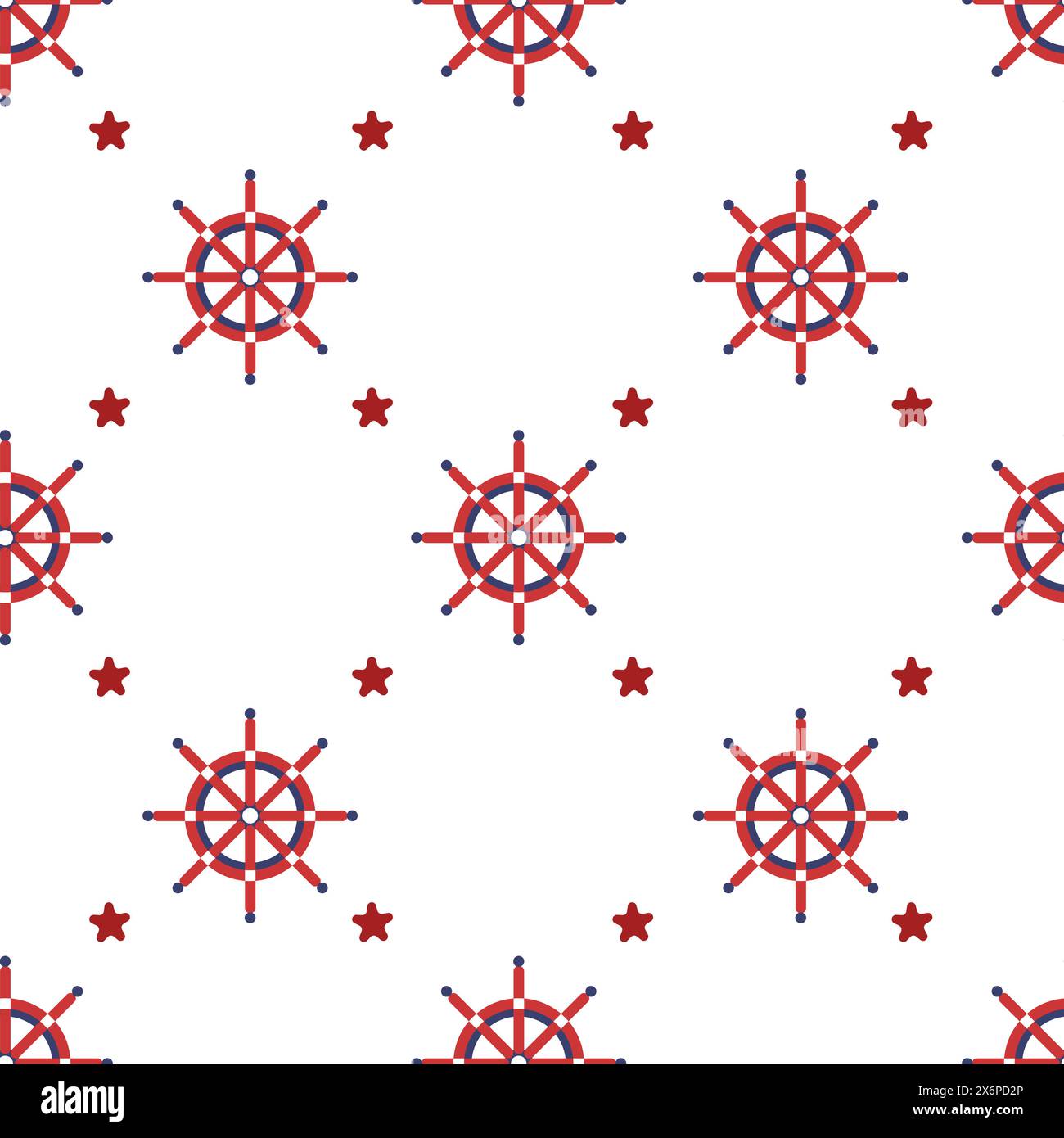 Nautical Steering Wheels Seamless Pattern Stock Vector
