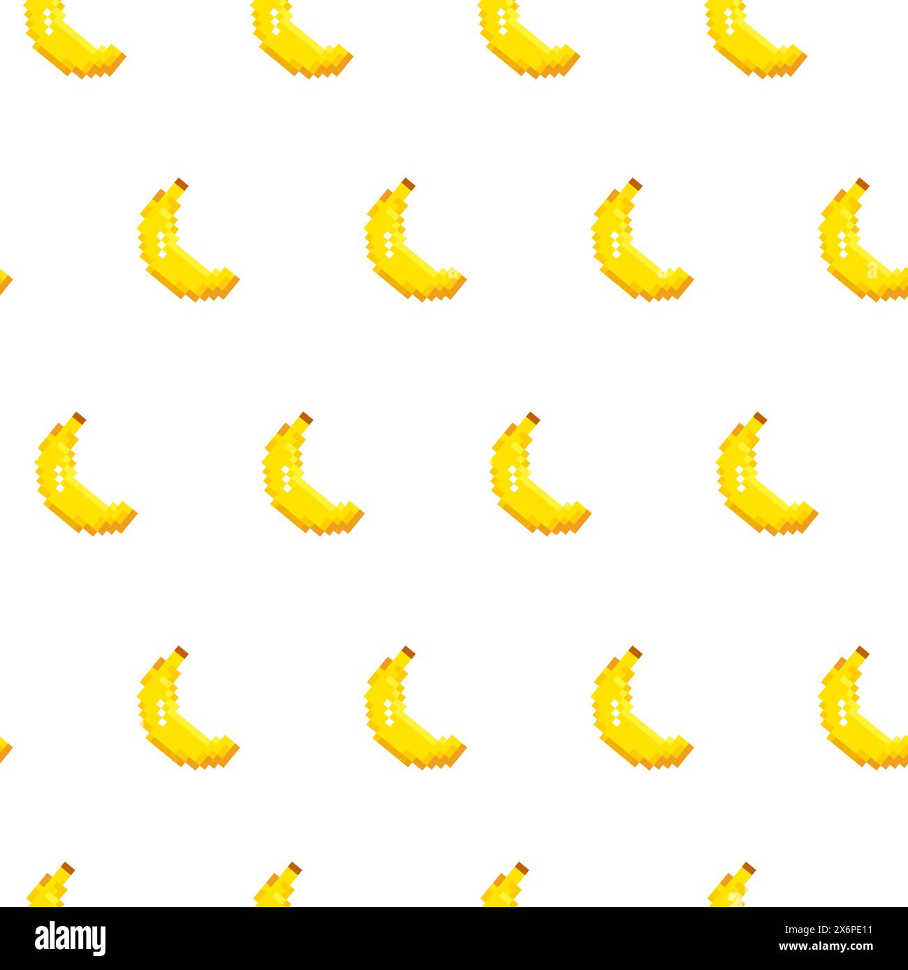 Pixel Art Banana Seamless Pattern Stock Vector