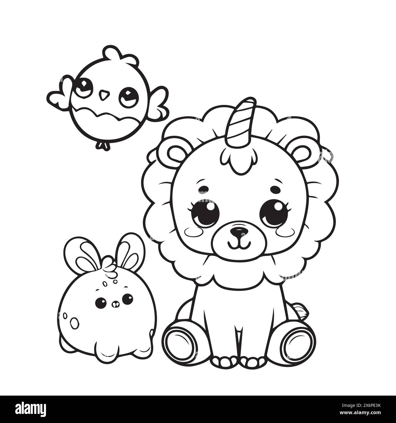 Whimsical Line Art Coloring Book Vector Designs for Children: Creative and Engaging Illustrations to Spark Imagination Stock Vector