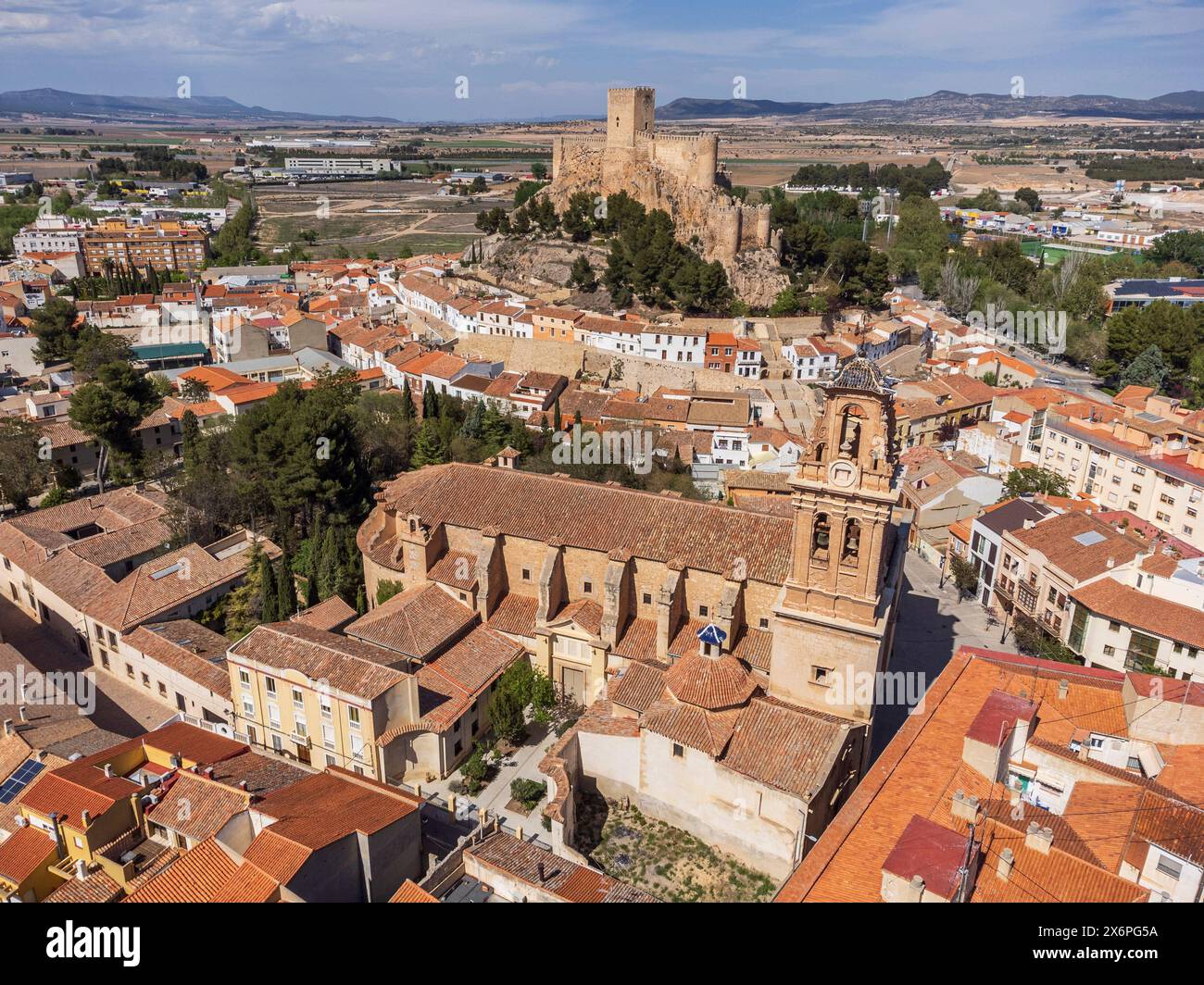 Almansa Castle, National Historical-Artistic Monument, 14th century on Almohad remains, Almansa, Albacete province, Castilla-La Mancha, Spain. Stock Photo