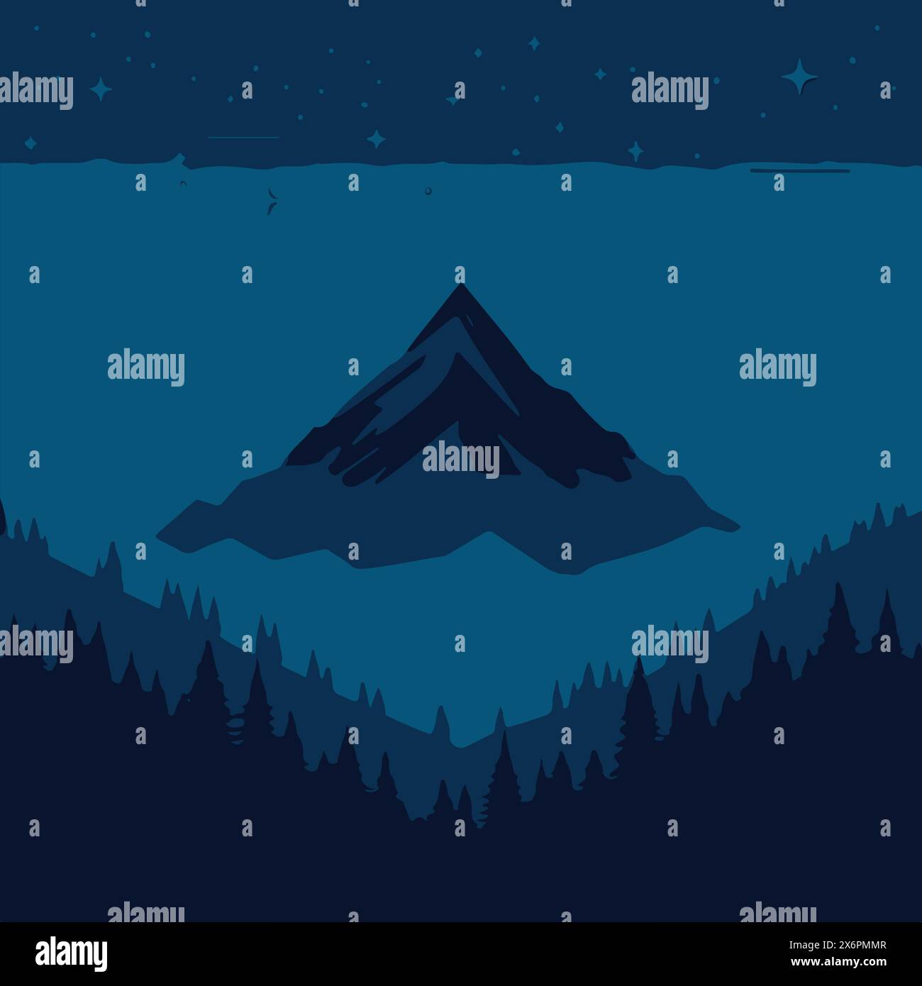 Mountain Silhouettes Vector Illustrations: Capturing the Tranquil Beauty of Nature at Twilight Stock Vector