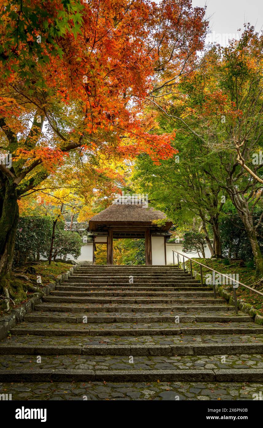 The entrance to Anraku-ji temple in Kyoto Japan taken in the autumn Stock Photo
