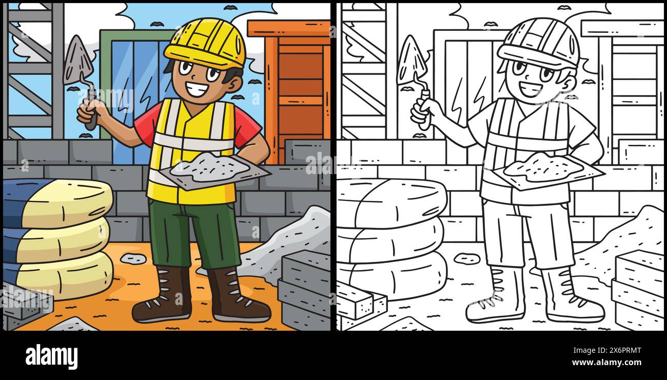 Construction Worker with a Plaster Illustration Stock Vector