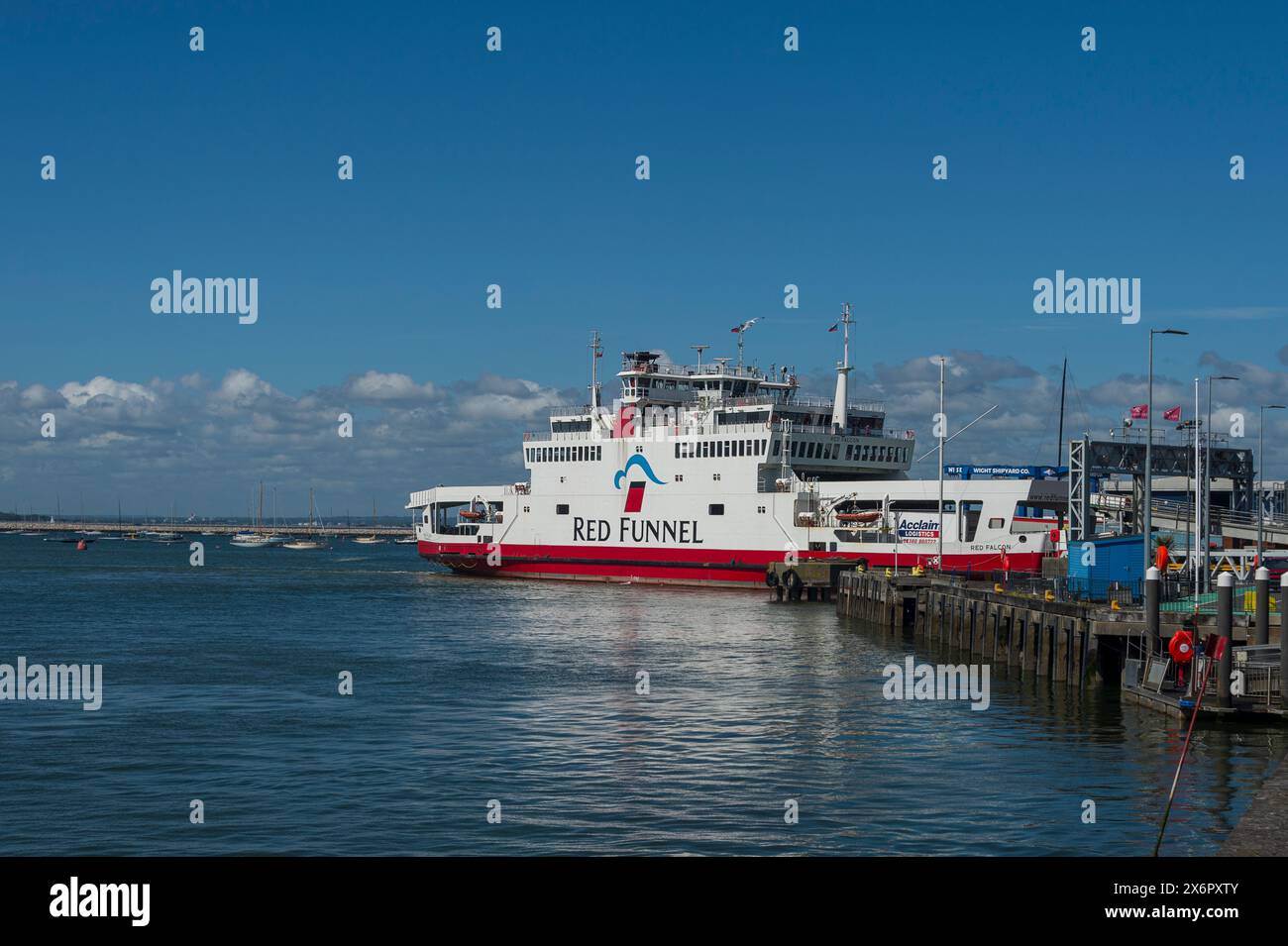 Red Funnel Ferry, Red Falcon in East Cowes, Isle of Wight, UK Stock