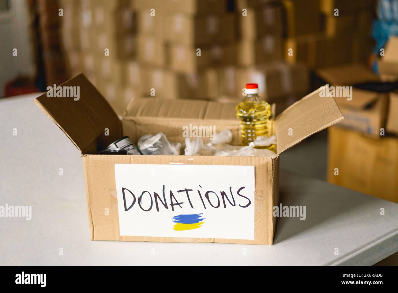 Donation food for refugees from Ukraine, support of war victims