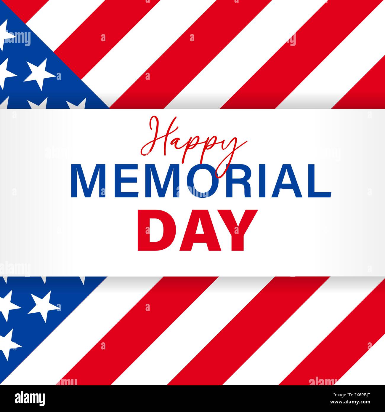 Happy Memorial Day 2024 with flag USA. Memorial Day sale banner design