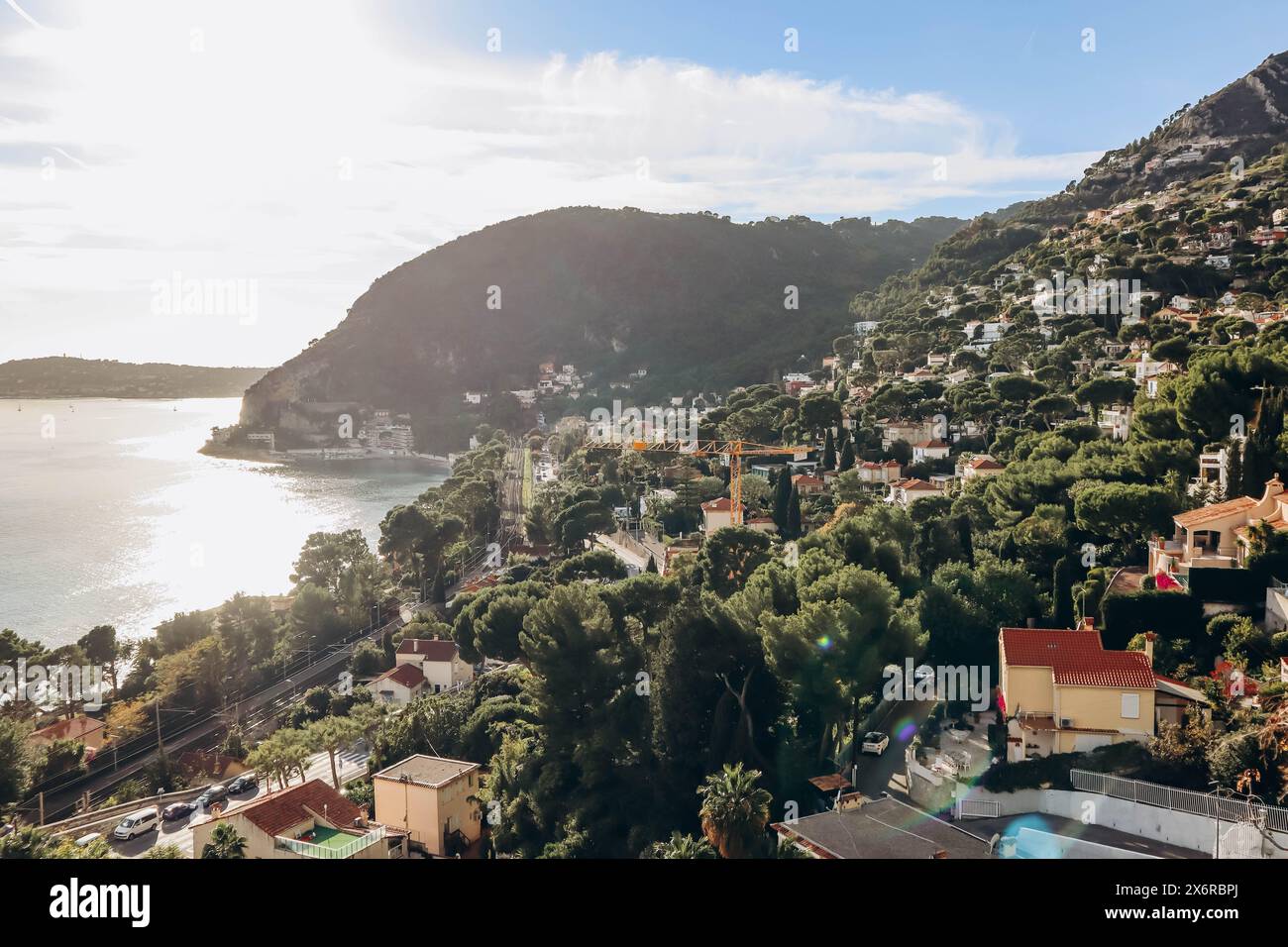 View of Eze-sur-mer from the scenic Nietzsche Trail, on the French ...