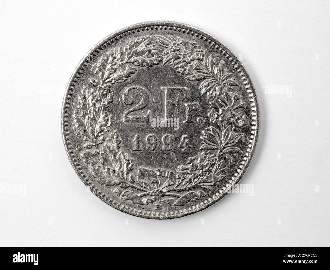 Swiz Coin Close-up of a swiss two franc coin, white background, front side Stock ...