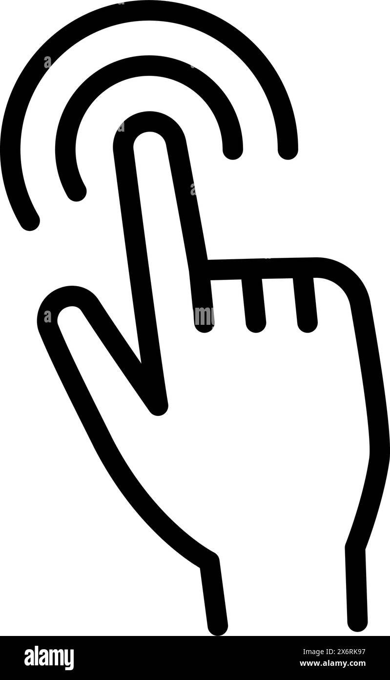 Touch screen finger hand press push icon vector. Scrolling simplesign. Sensory concept. Vector simple symbol for web design isolated on white Stock Vector