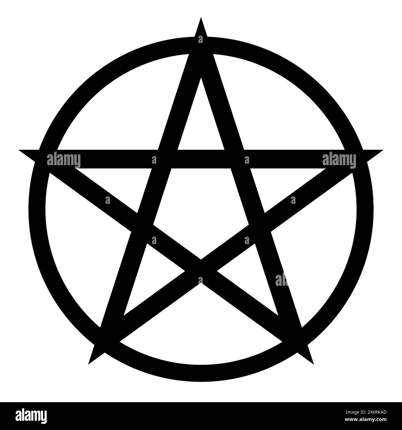 Pentacle symbol - vector illustration of simple five-pointed star in circle, isolated on white Stock Vector