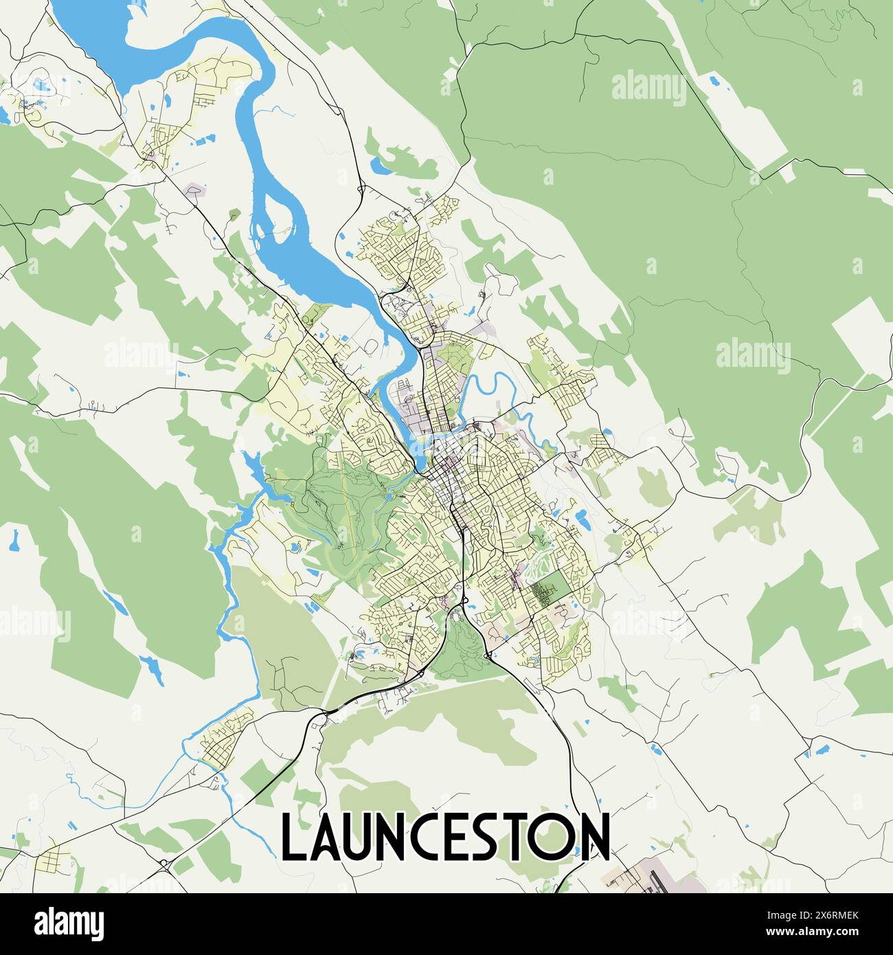 Launceston, Australia map poster art Stock Vector