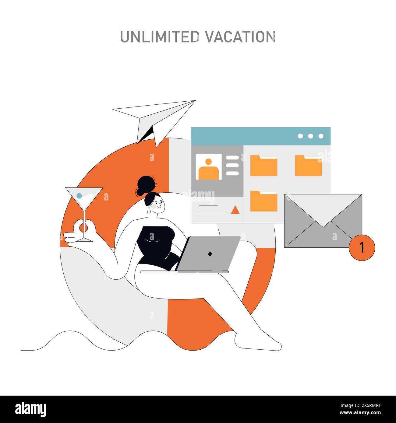 Unlimited Vacation concept Combining work and relaxation with a