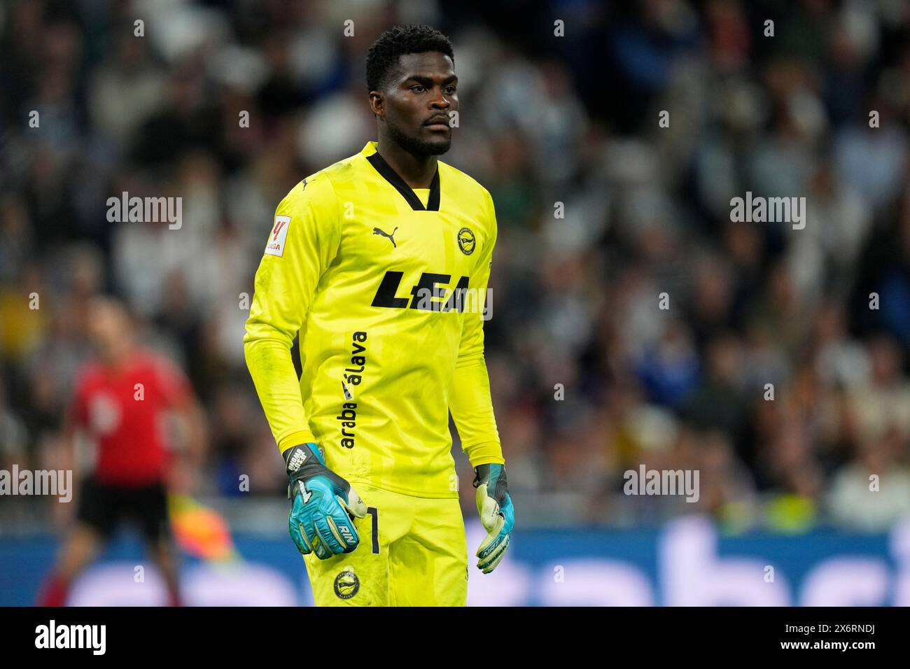 Madrid, Spain. 14th May, 2024. Jesus Owono of Deportivo Alaves during the La Liga match between Real Madrid and Deportivo Alaves played at Santiago Bernabeu Stadium on May 14, 2024 in Madrid, Spain. (Photo by Cesar Cebolla/PRESSINPHOTO) Credit: PRESSINPHOTO SPORTS AGENCY/Alamy Live News Stock Photo