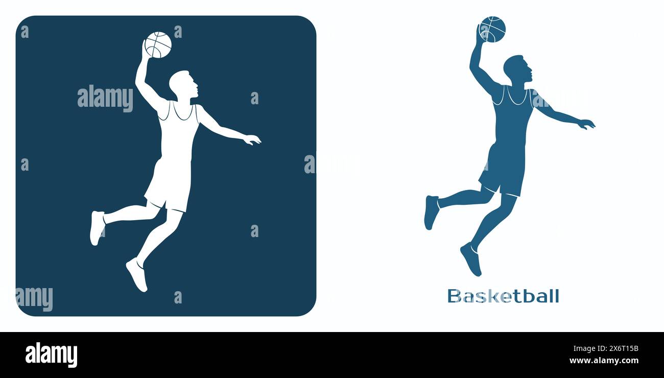 Basketball Player Attack Emblem. Basketball Player makes a three point