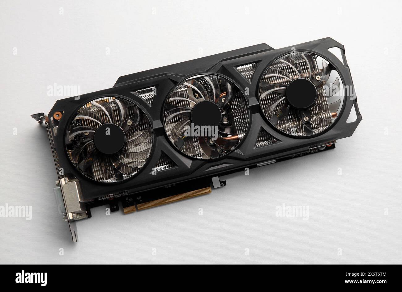 One graphics card on color background, top view Stock Photo