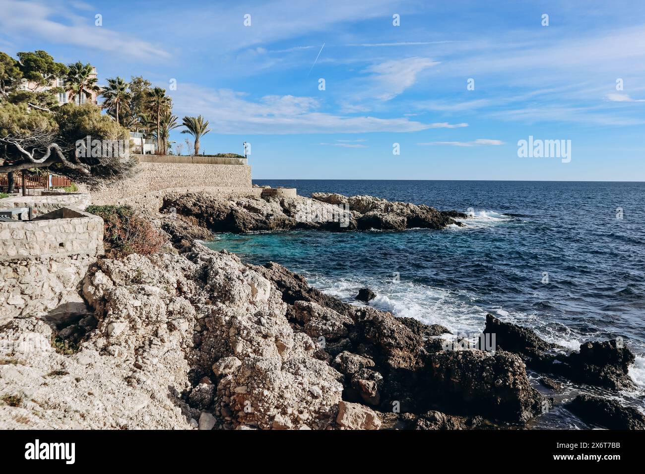 View of the coastal area of Cap d'Ail in the south of France Stock ...