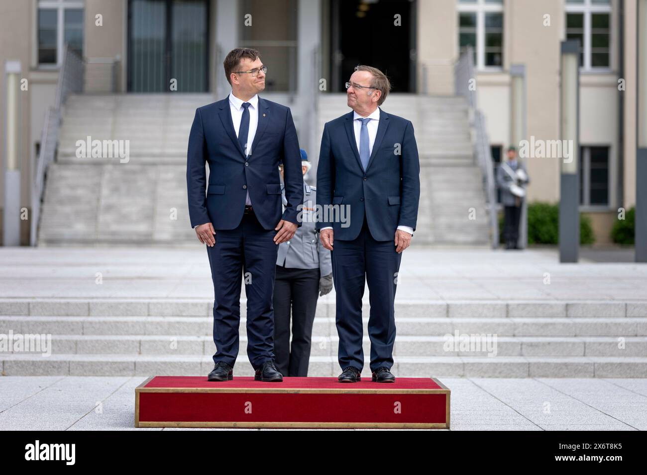 Boris Pistorius (SPD), Federal Minister of Defence and Laurynas Kasciunas, Lithuanian Minister of Defence during the reception with military honours and the wreath-laying ceremony at the BMVg in Berlin, 16 May 2024. Stock Photo