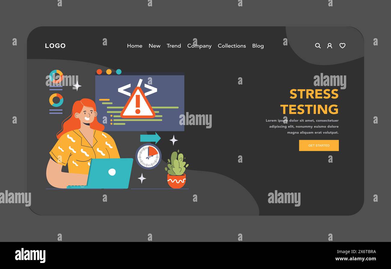 DevOps web banner or landing page dark or night mode. Software development and it operations life cycle, programming and IT service integration and automation. Flat vector illustration Stock Vector