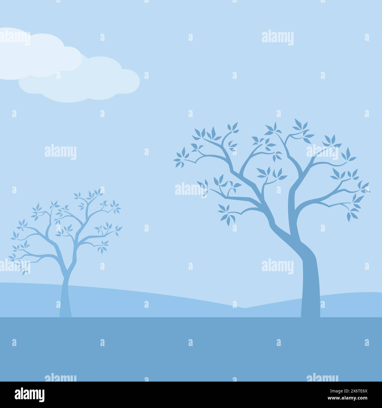 Minimal zen background with trees and sky Stock Vector