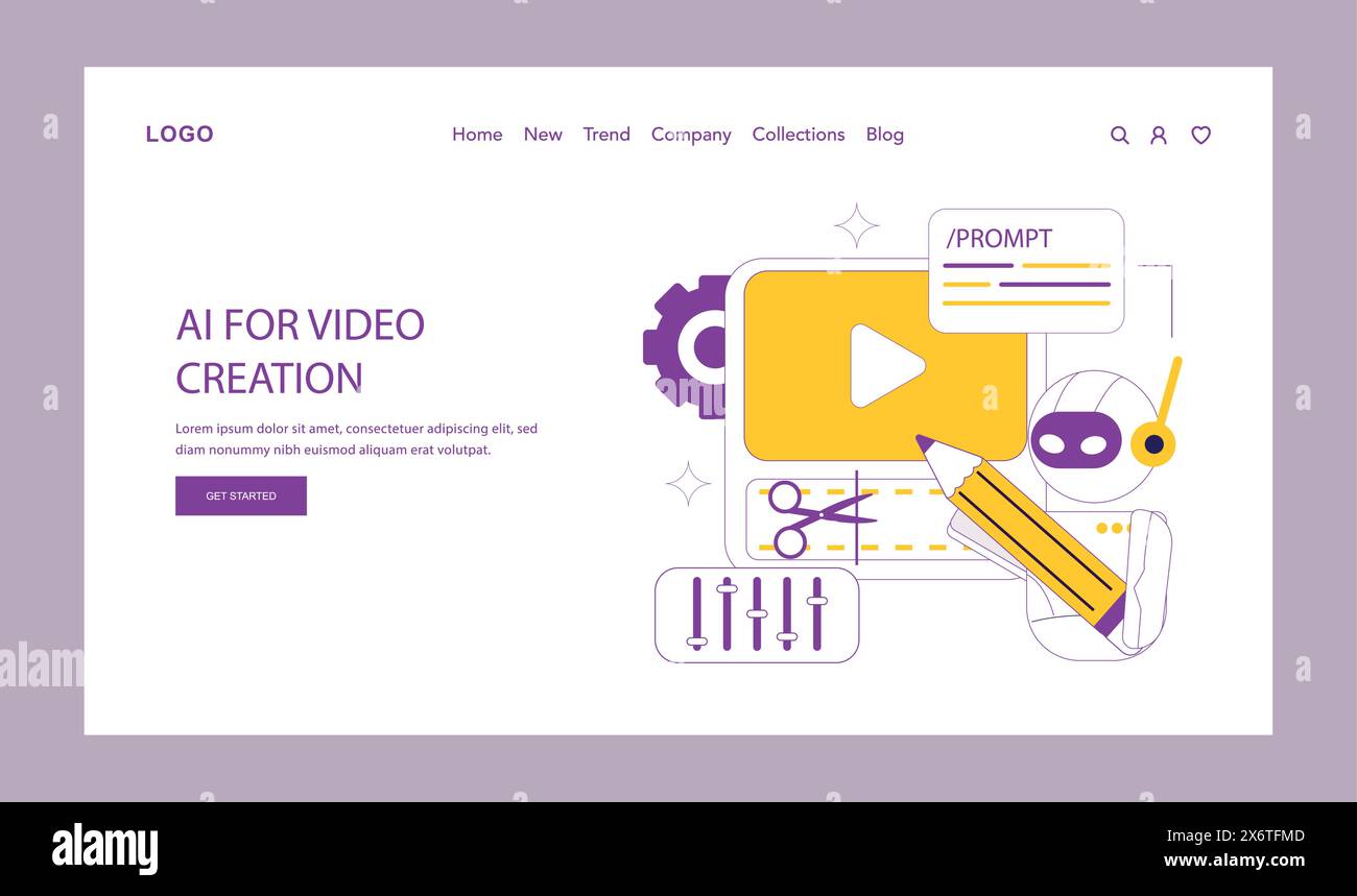 AI for Video Creation concept. An interface showcasing tools and