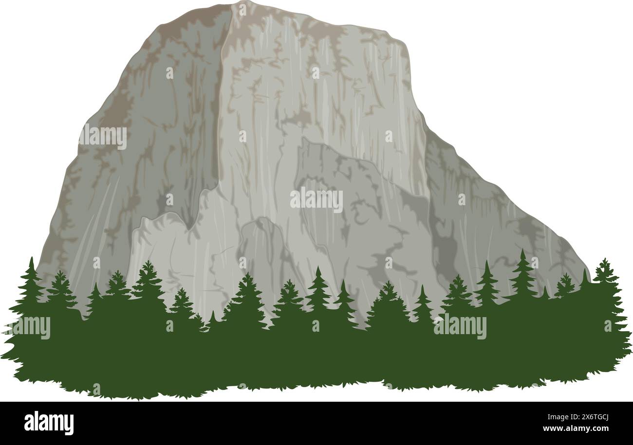 El Capitan Yosemite National Park Stock Vector