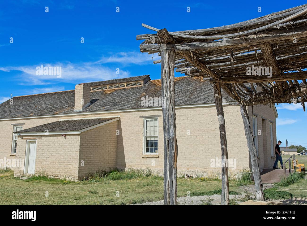 Restored barracks at Fort Stockton, active 1867-1886 during Indian wars to protect westward migration trade routes — Fort Stockton, TX, April 5, 2024 Stock Photo