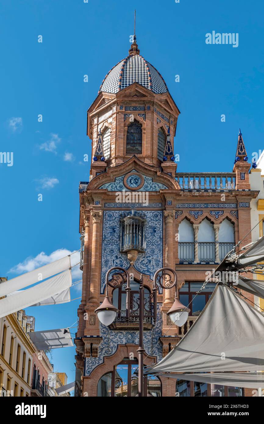 The characteristic architecture of the historic center of Seville, Spain, in the Plaza Jesús de la Pasión square Stock Photo