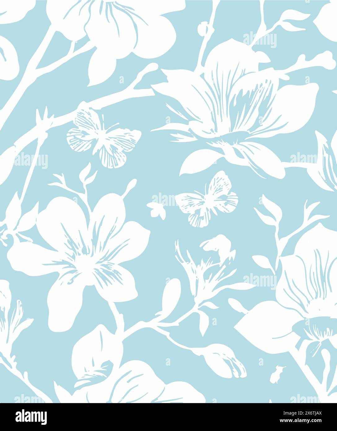 Floral seamless pattern with big flowers and Vector illustration Stock ...