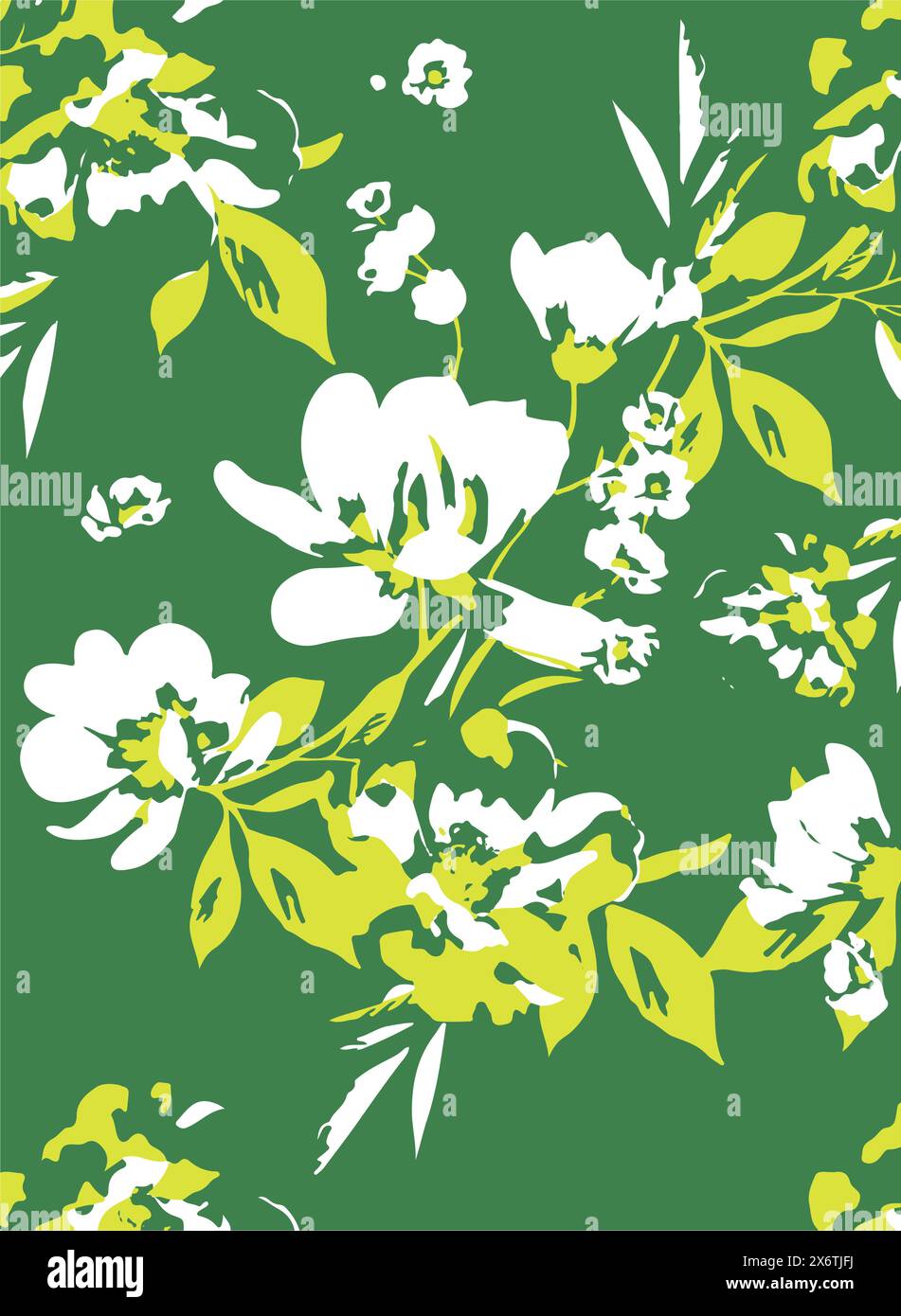 Floral seamless pattern with big flowers and Vector illustration Stock ...