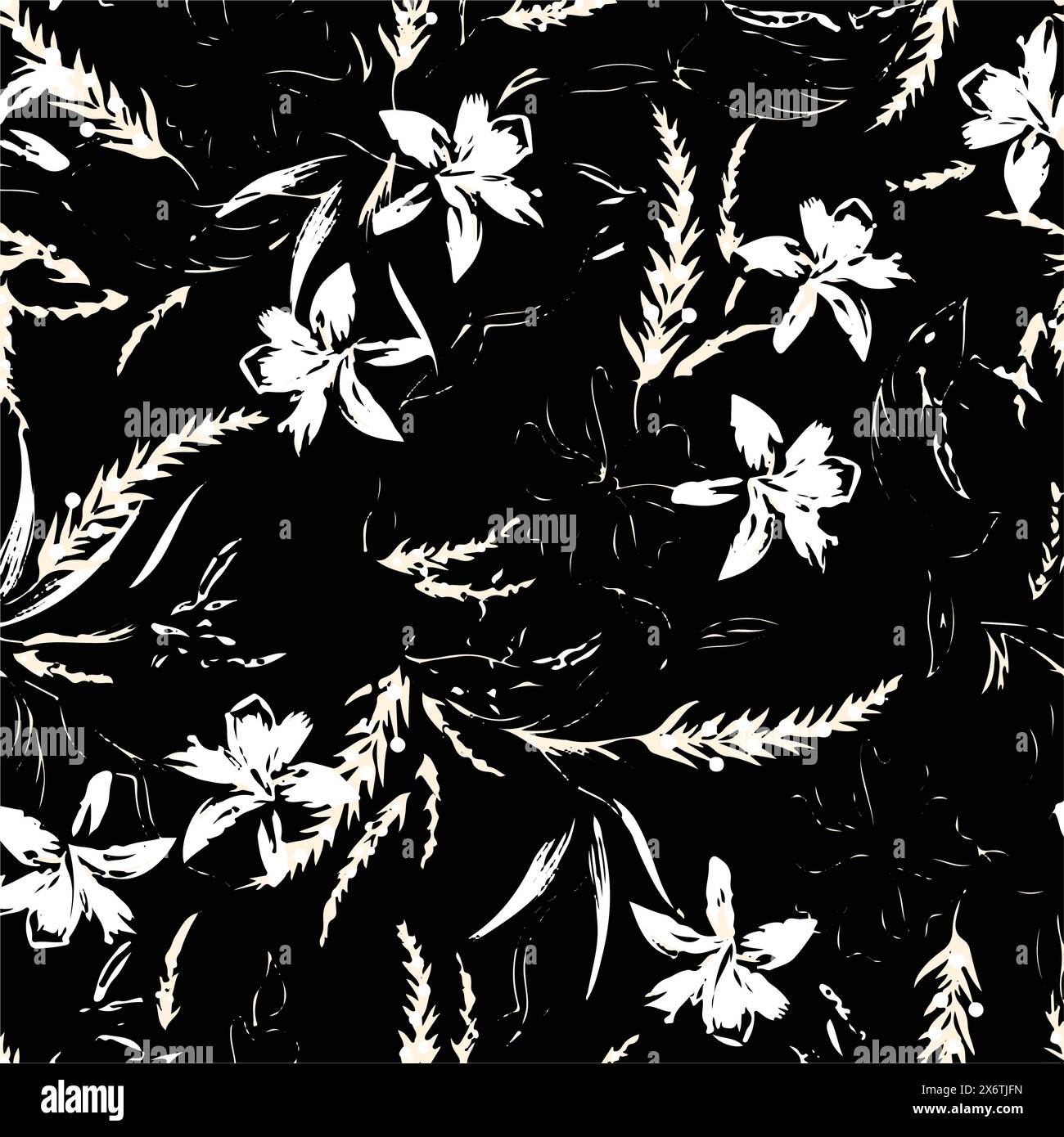 Floral seamless pattern with big flowers and Vector illustration Stock ...
