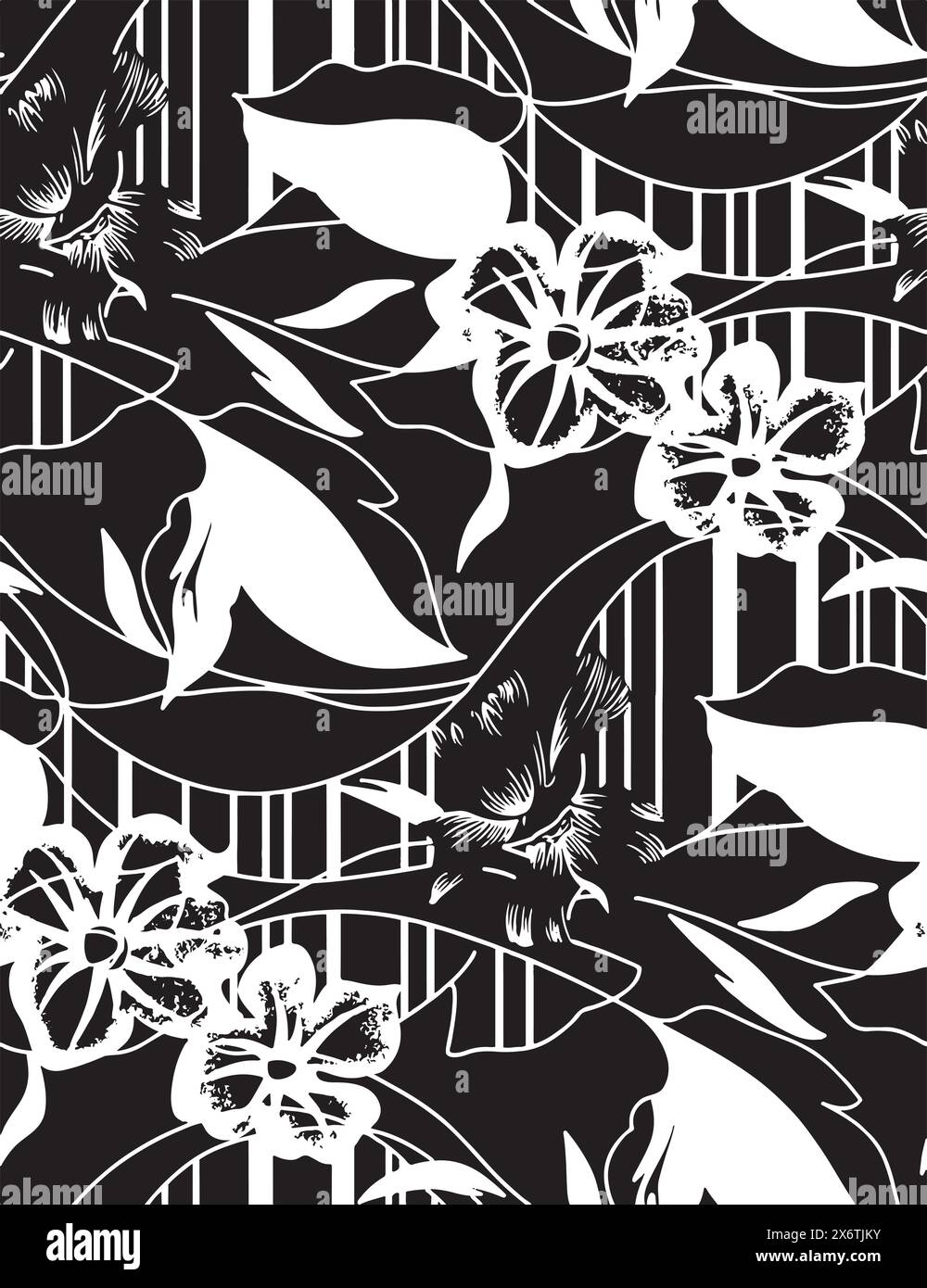 Floral seamless pattern with big flowers and Vector illustration Stock ...