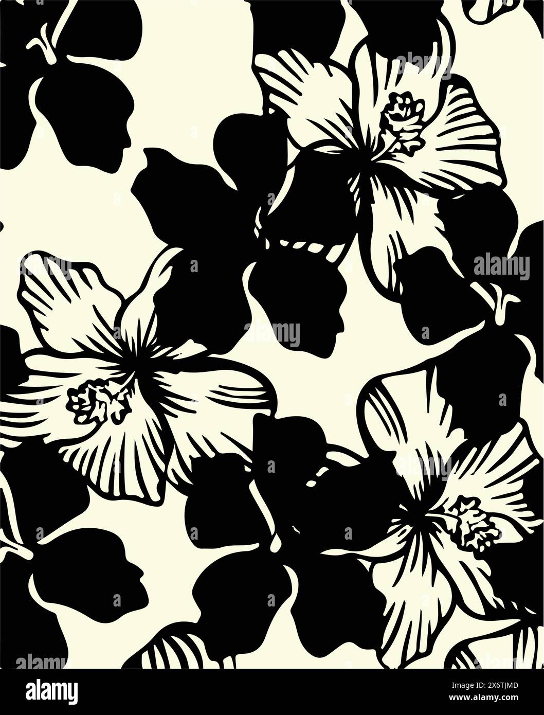 Floral seamless pattern with big flowers and Vector illustration Stock ...