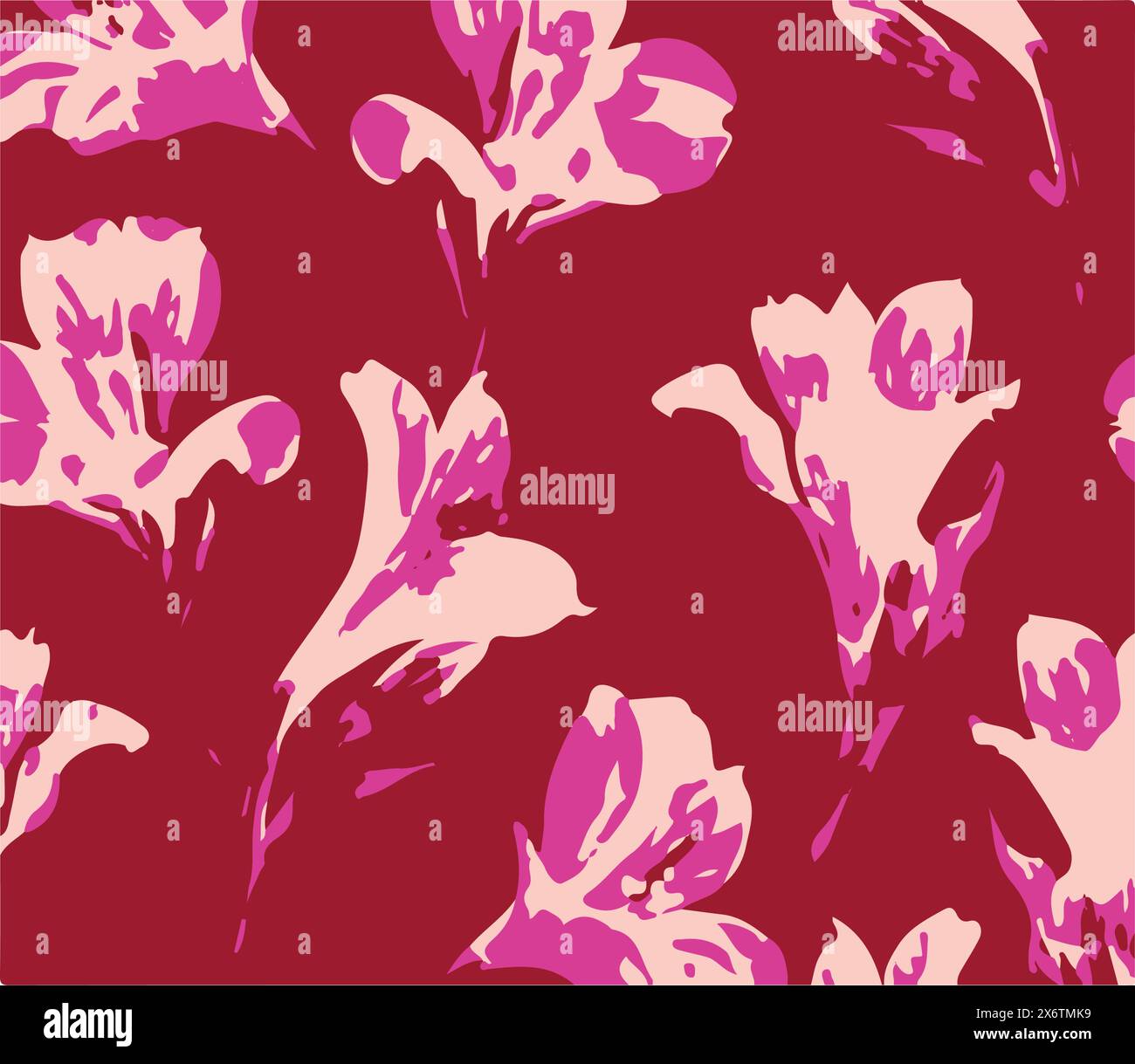 Floral seamless pattern with big flowers and Vector illustration Stock ...
