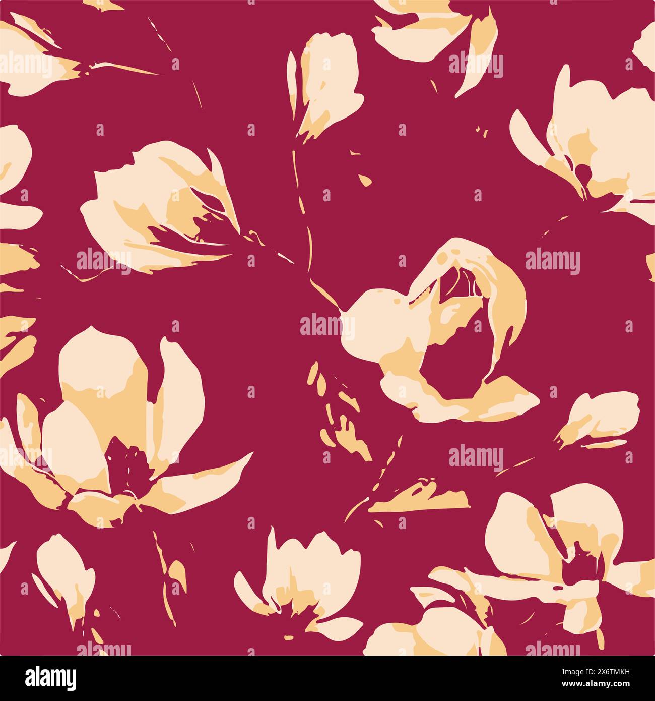 Floral seamless pattern with big flowers and Vector illustration Stock ...